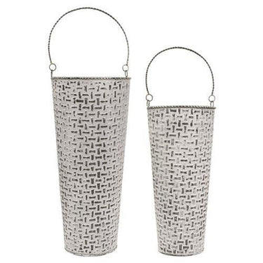 2/set, Shabby Chic Round Basketweave Buckets - The Fox Decor